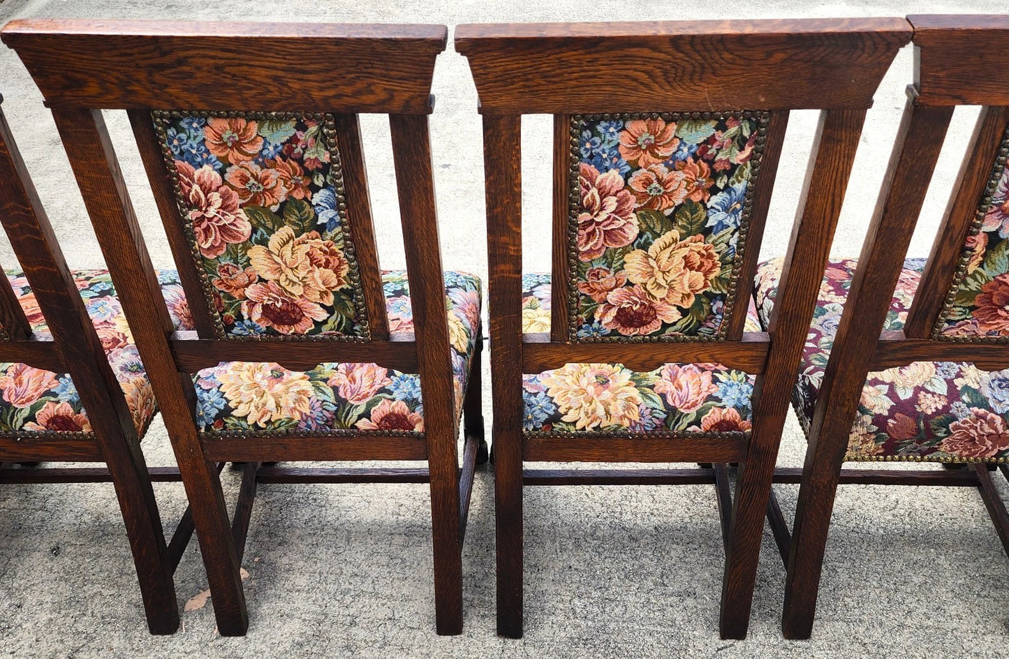 Antique English Oak Dining Chairs 1800s Set of 6