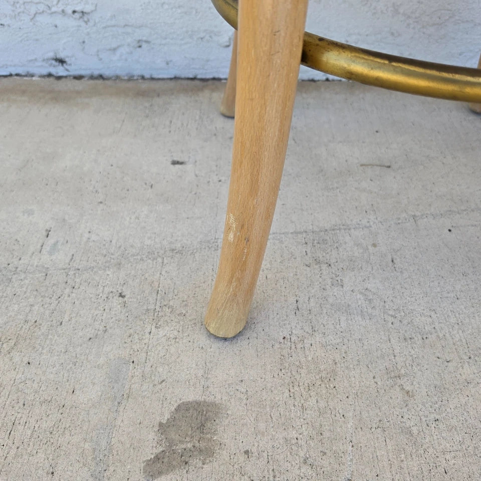Vintage Venetian Grotto Style Carved Wood Palm Leaf Barstools Set of 2