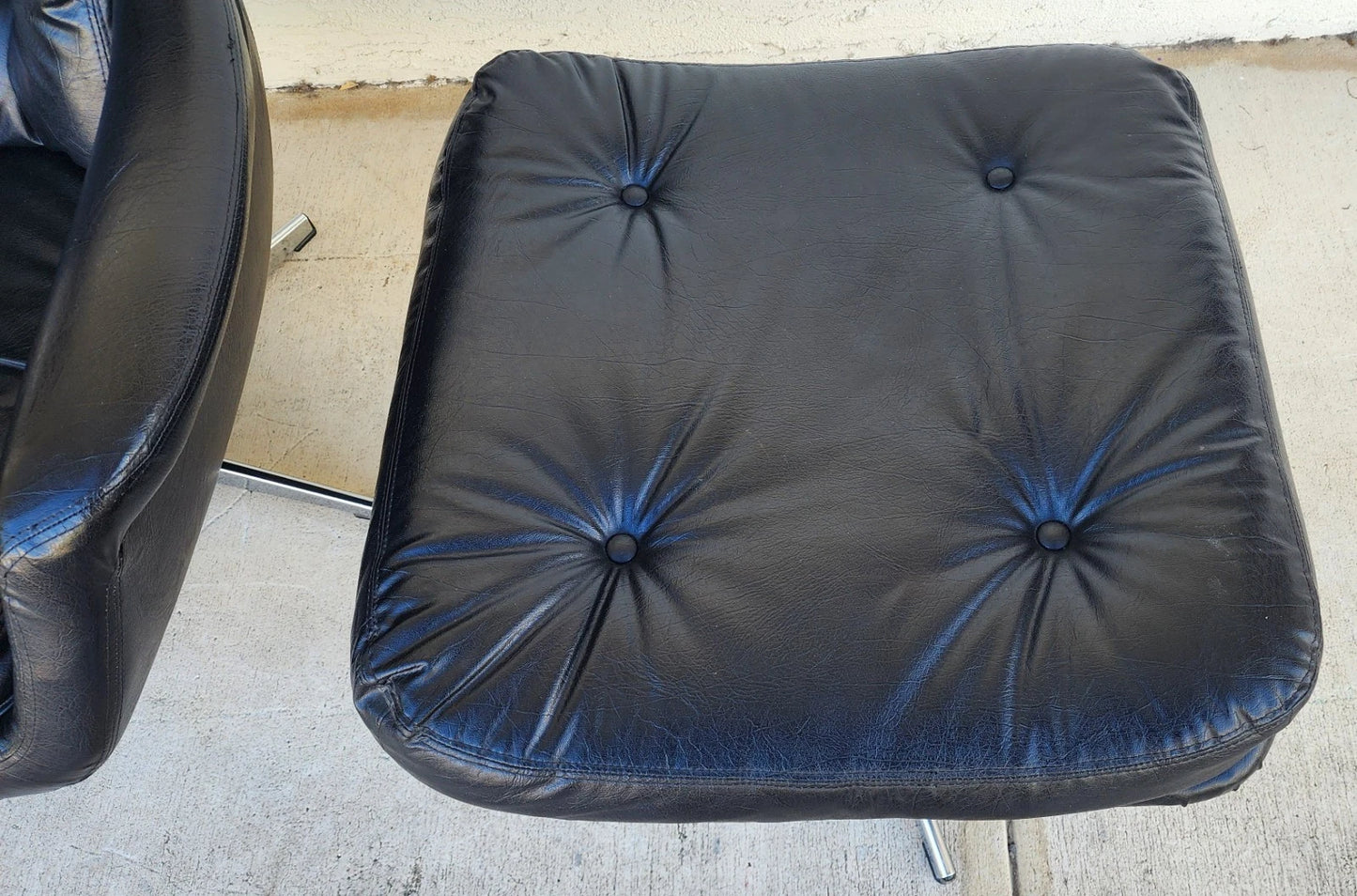 MCM Selig Swedish Modernist Leather Chair & Ottoman 1970s