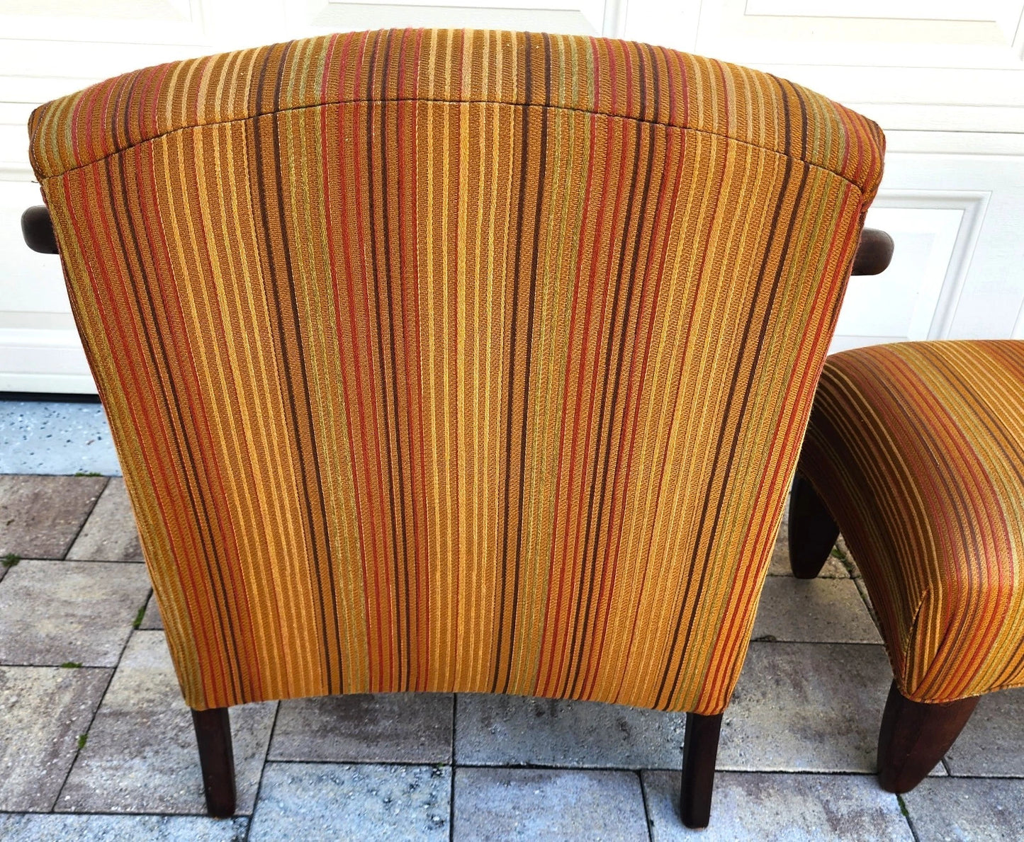 Vintage MCM Club Lounge Armchair & Ottoman Art Deco A Pair