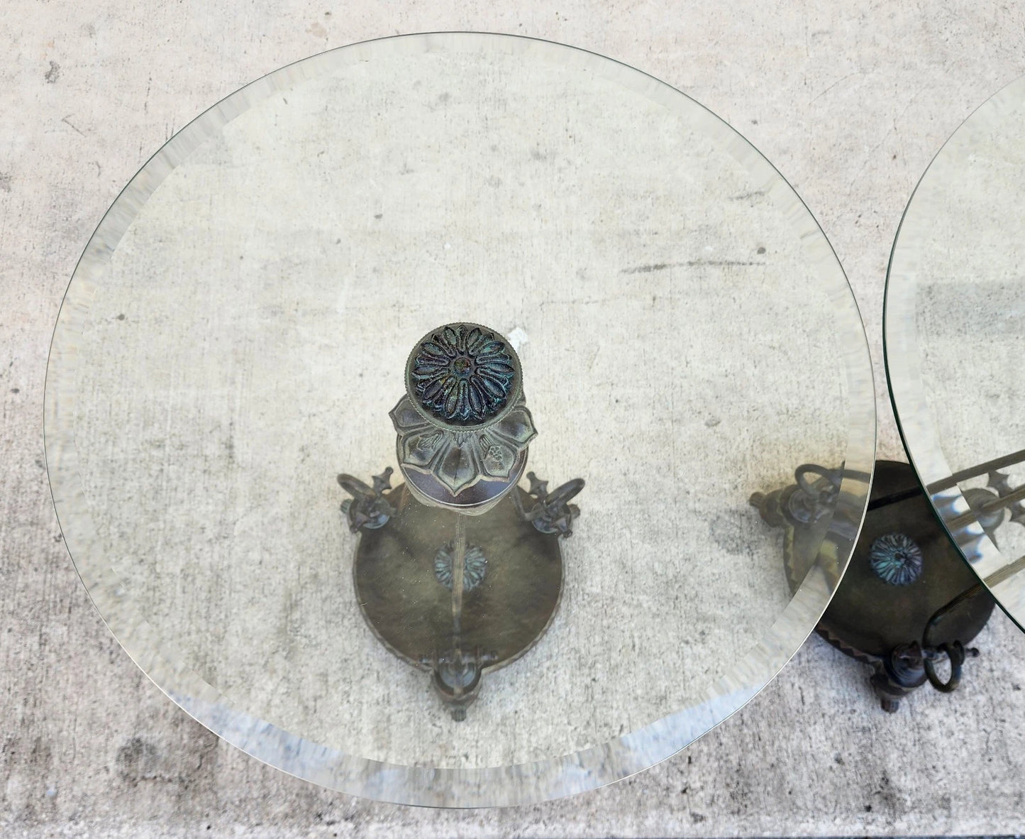 Verdi Gris Bronze Gueridon Tables Pair