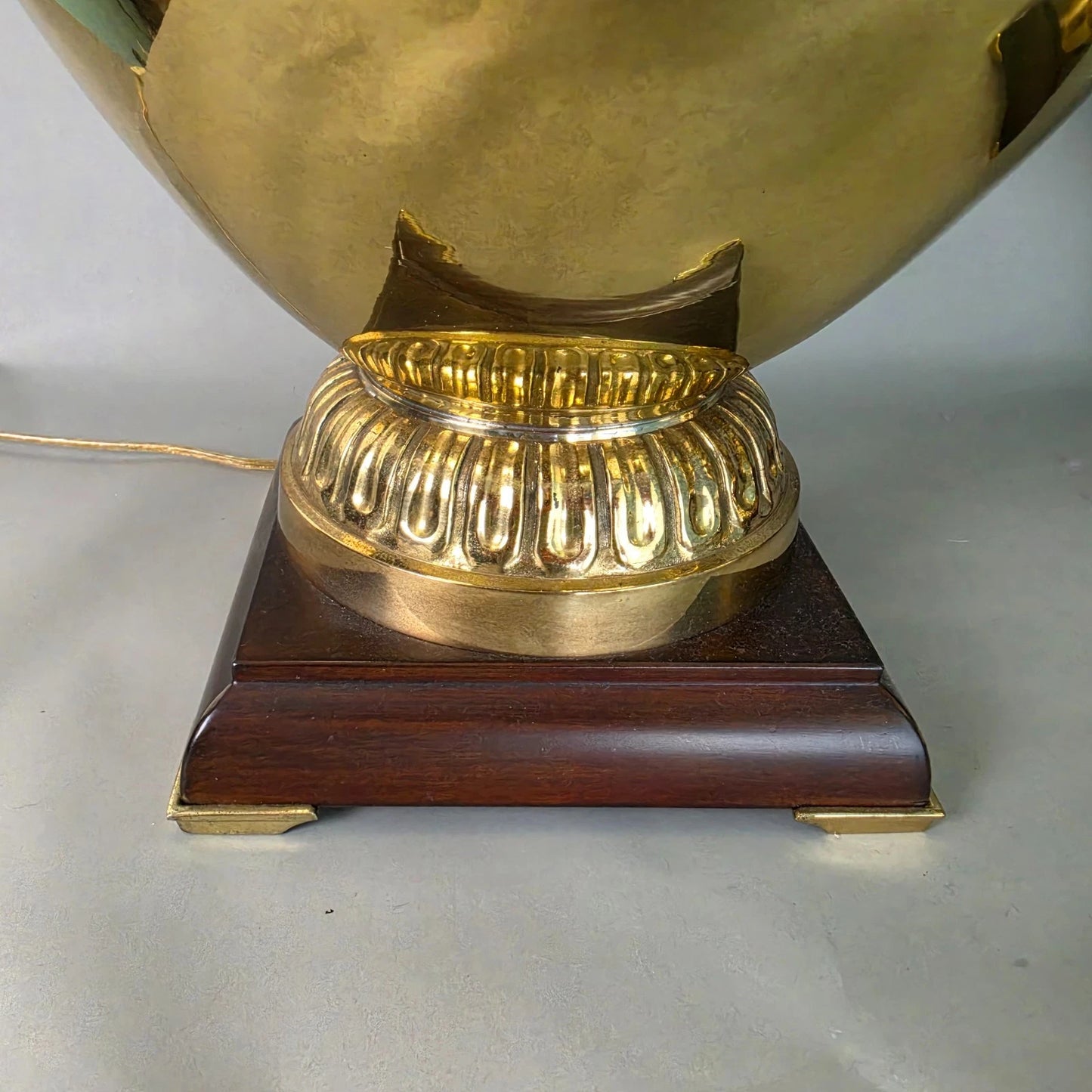 Vintage Marbro Polished Brass "Hydria" Table Lamps Dual Light A Pair
