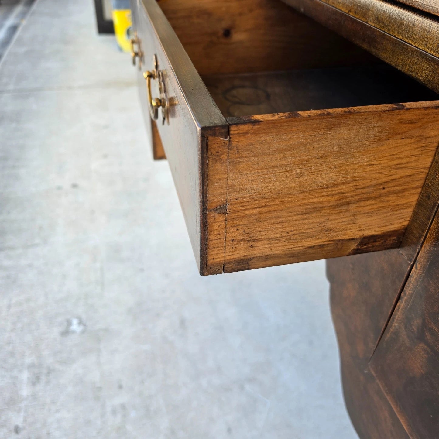 Antique Walnut Highboy Dresser Desk With Pullout Writing Surface
