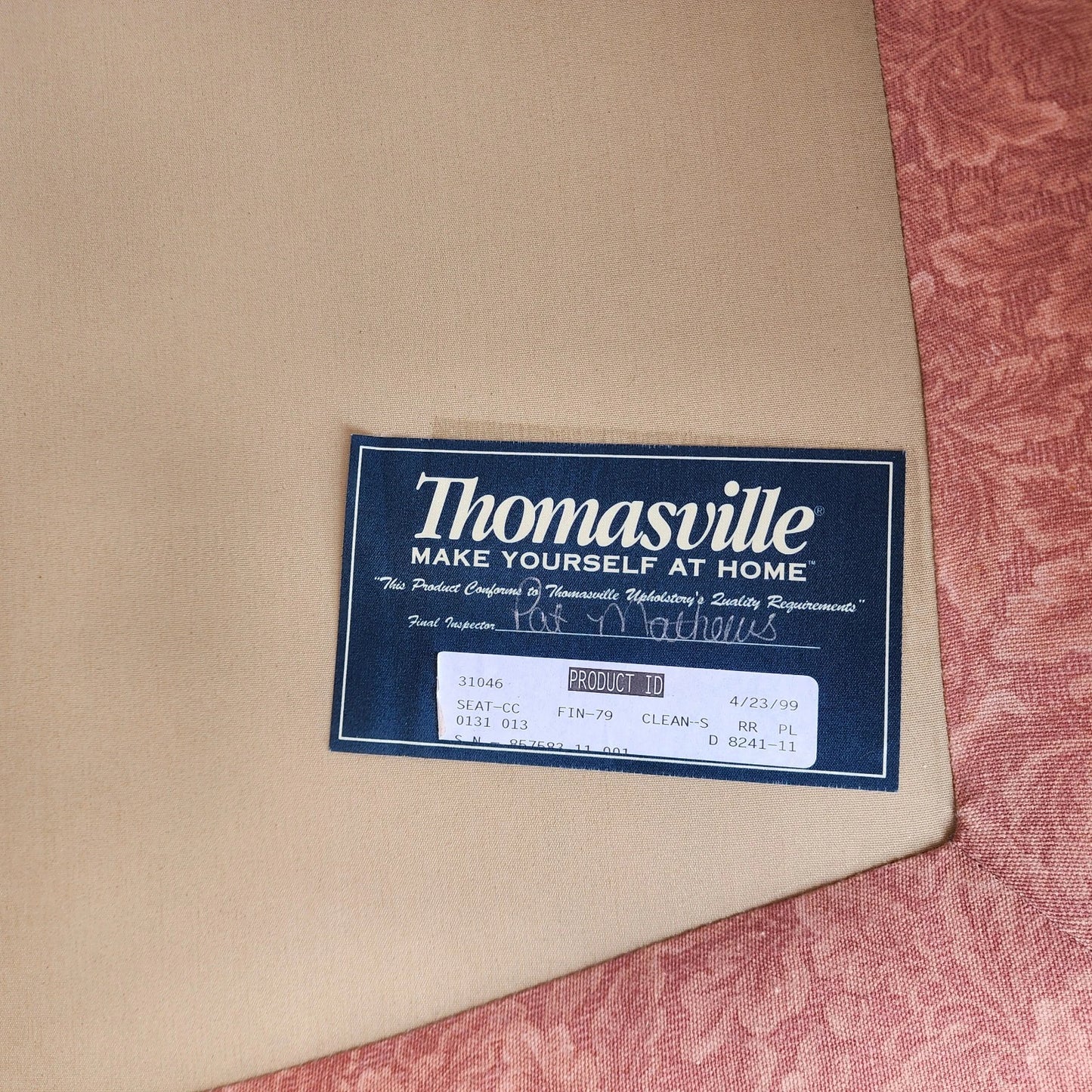 Thomasville French Provincial Louis XV Pink Damask Chair & Ottoman Set