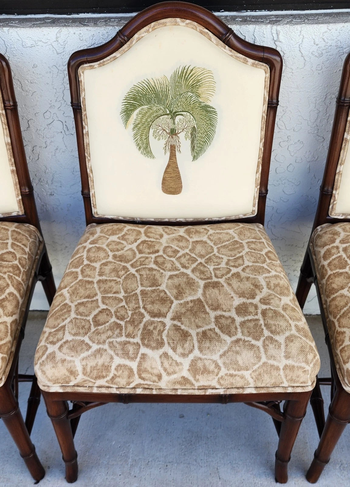 Vintage Chinese Chippendale Dining Chairs Bamboo Set of 8