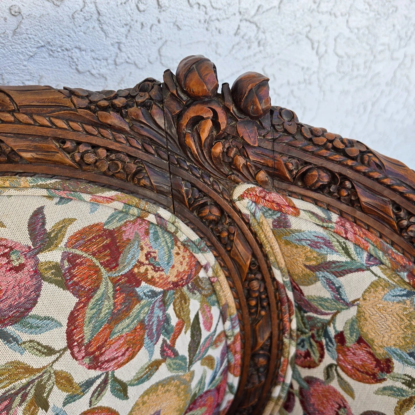 Antique French Regency Rams Heads Walnut Club Lounge Chair
