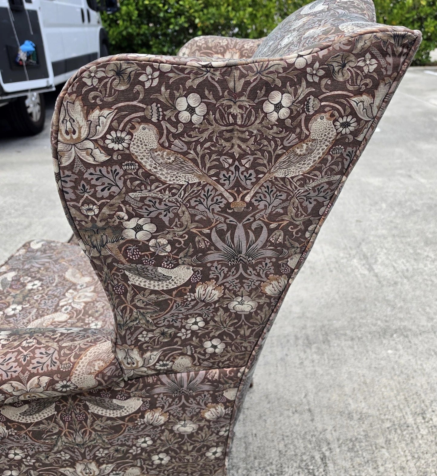 Vintage Hickory Chair Co Wingback William Morris Strawberry Thief Fabric