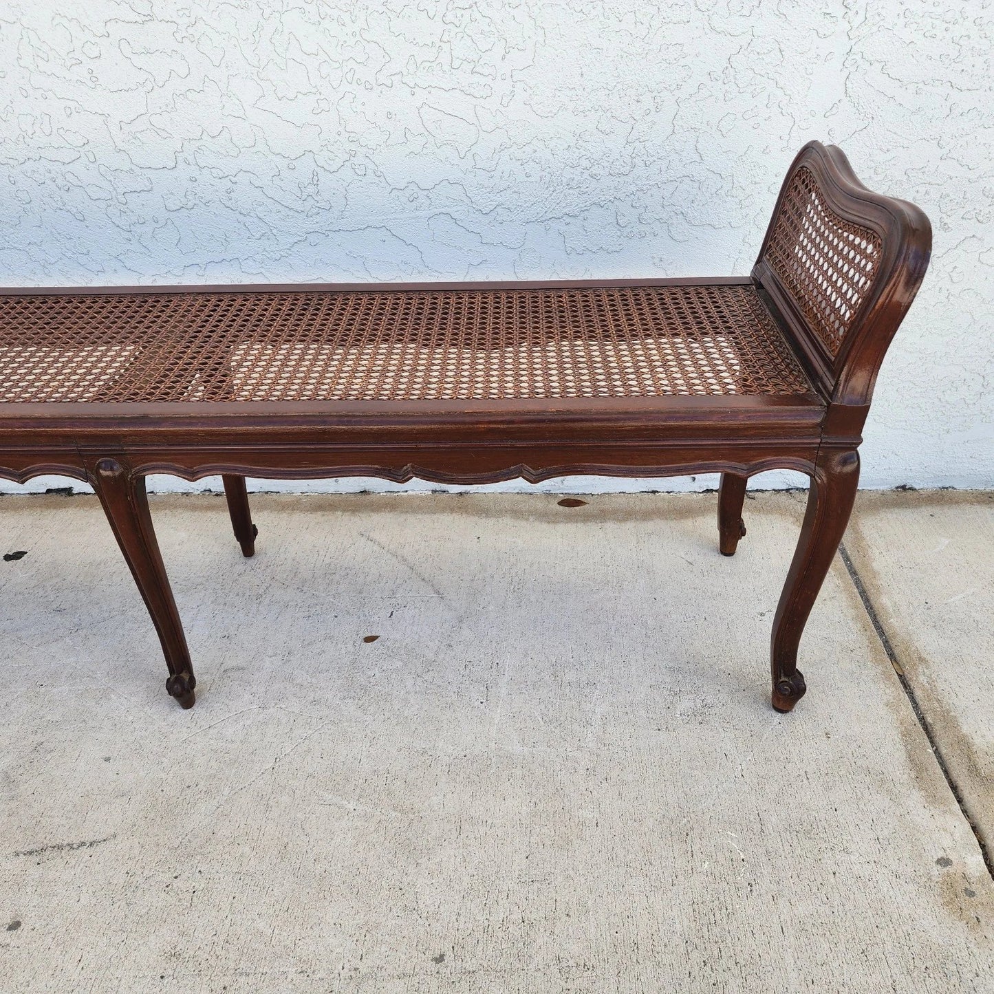 Vintage French Country Cane Bench