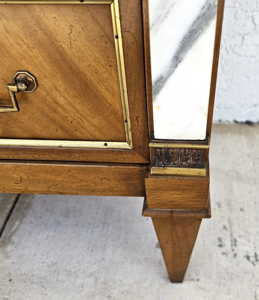 Mid Century Louis XVI Maison Jansen Style Marble Top Commode Dresser Sideboard