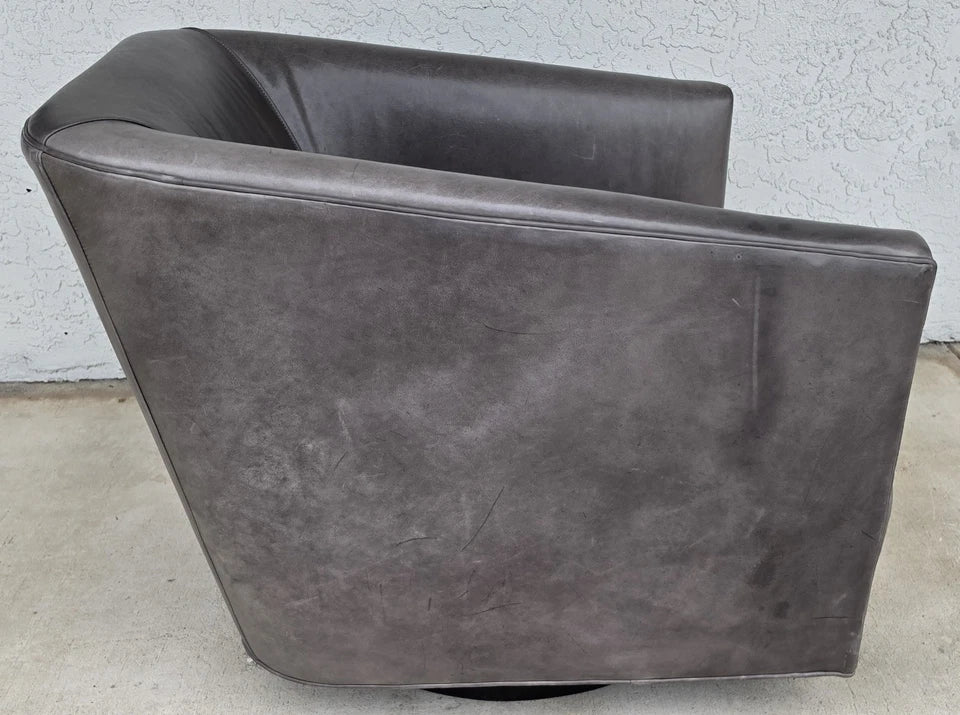 Restoration Hardware 1950s Italian Shelter Arm Leather Swivel Club Chair RH