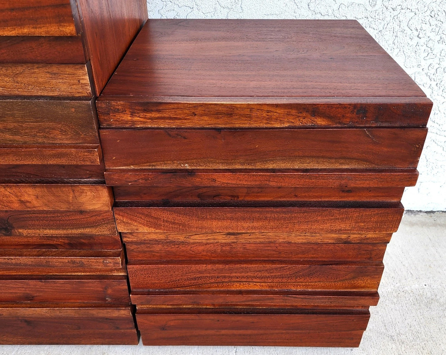 MCM Solid Exotic Wood Bachelor Chest & Nightstands Bedroom Suite