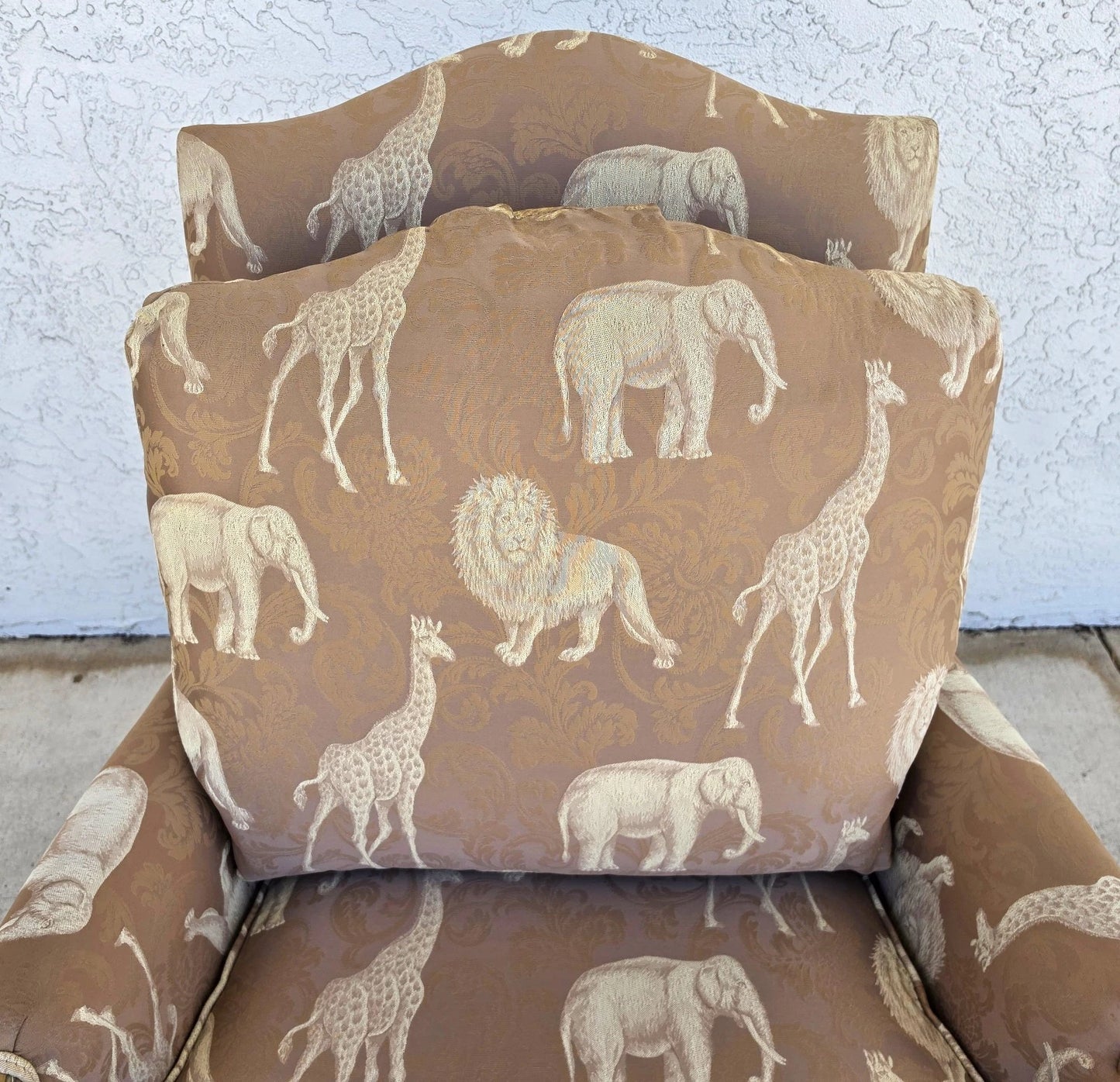 Safari Animals French Louis XV Bergère Armchair Lions Elephants Giraffes