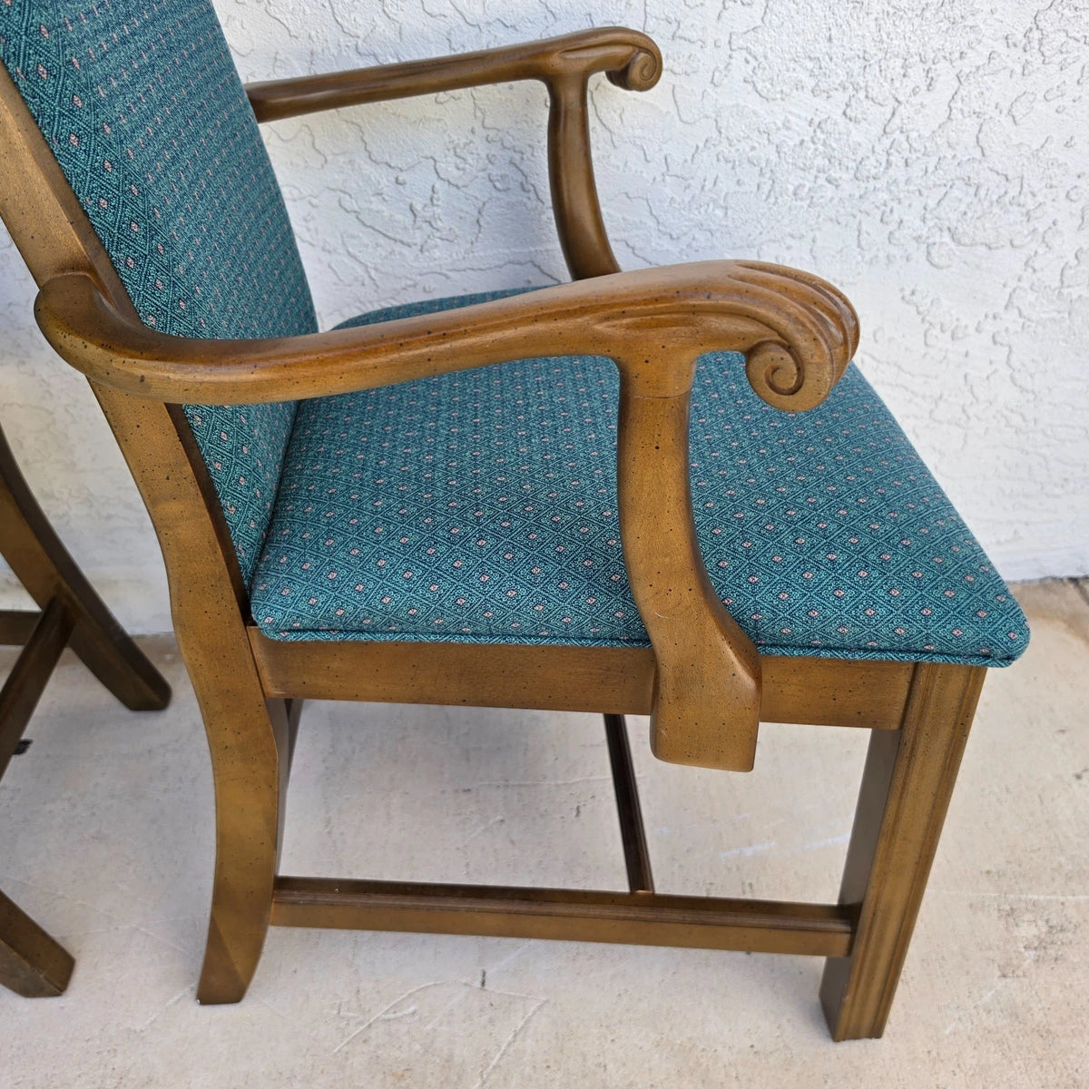 Vintage AMERICAN OF MARTINSVILLE Chippendale Dining Armchairs Teal Set of 8