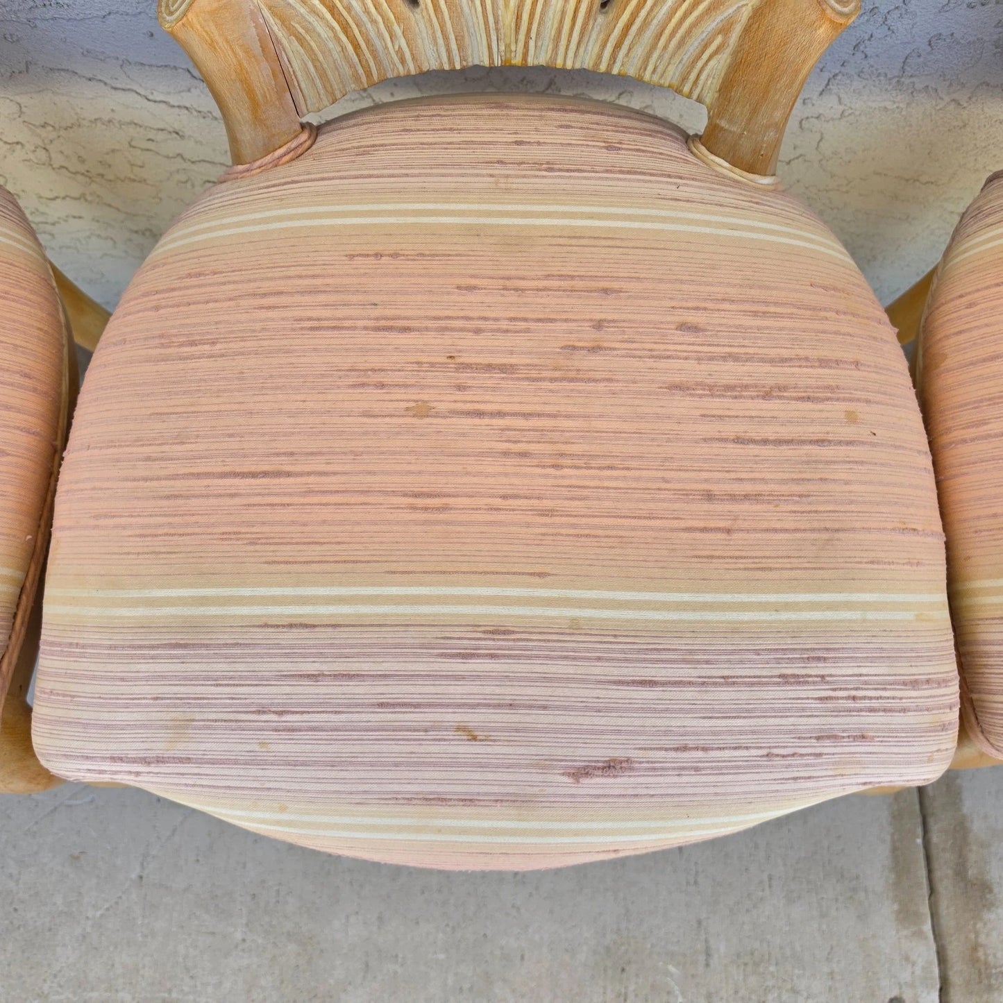 Vintage Venetian Grotto Style Carved Wood Palm Leaf Dining Chairs Set of 4