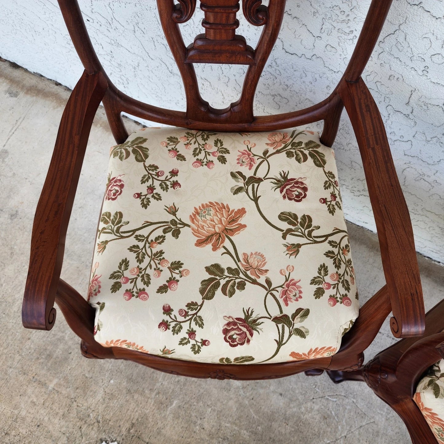 George Zee & Co Hand Carved Rosewood Armchairs A Pair