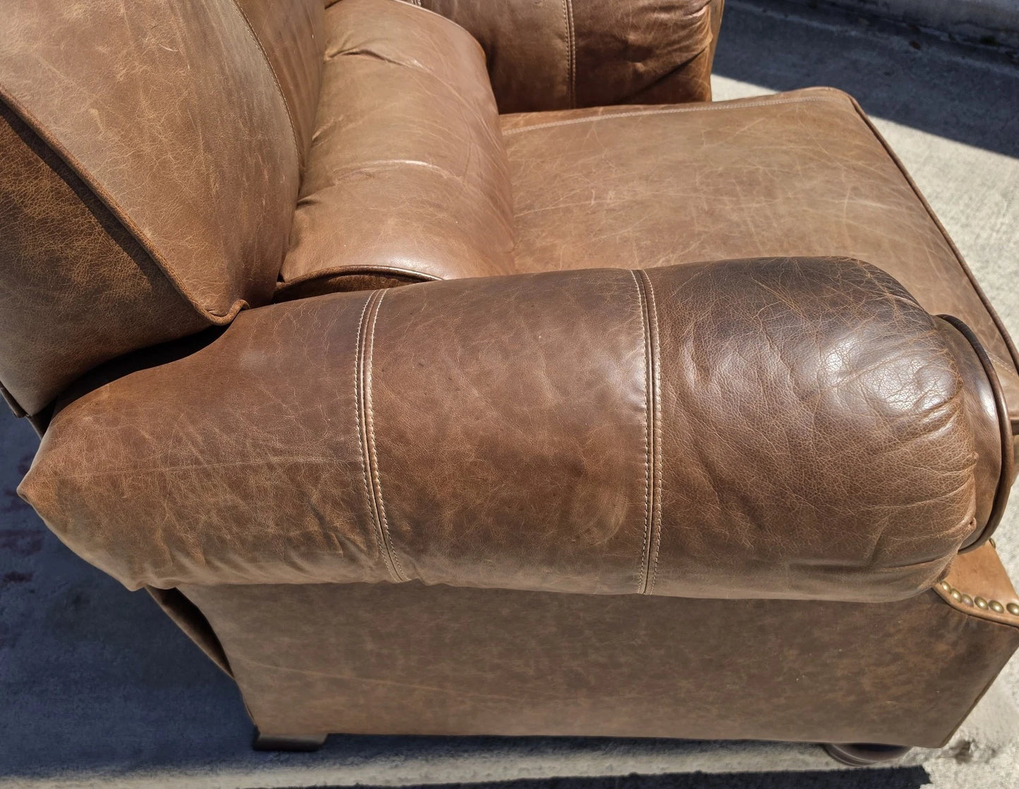 Vintage Barcalounger Saddle Leather Recliner with Continuous Lumbar Support