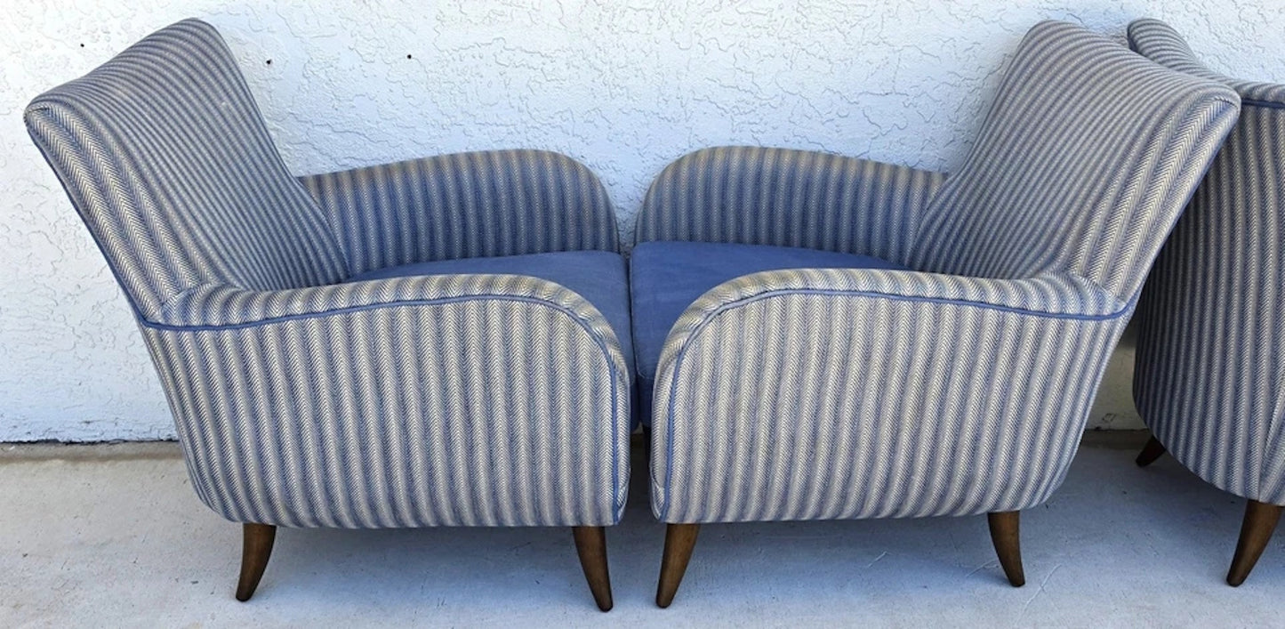 1950s MCM Edward Wormley Gio Ponti Style Armchairs Set of 4