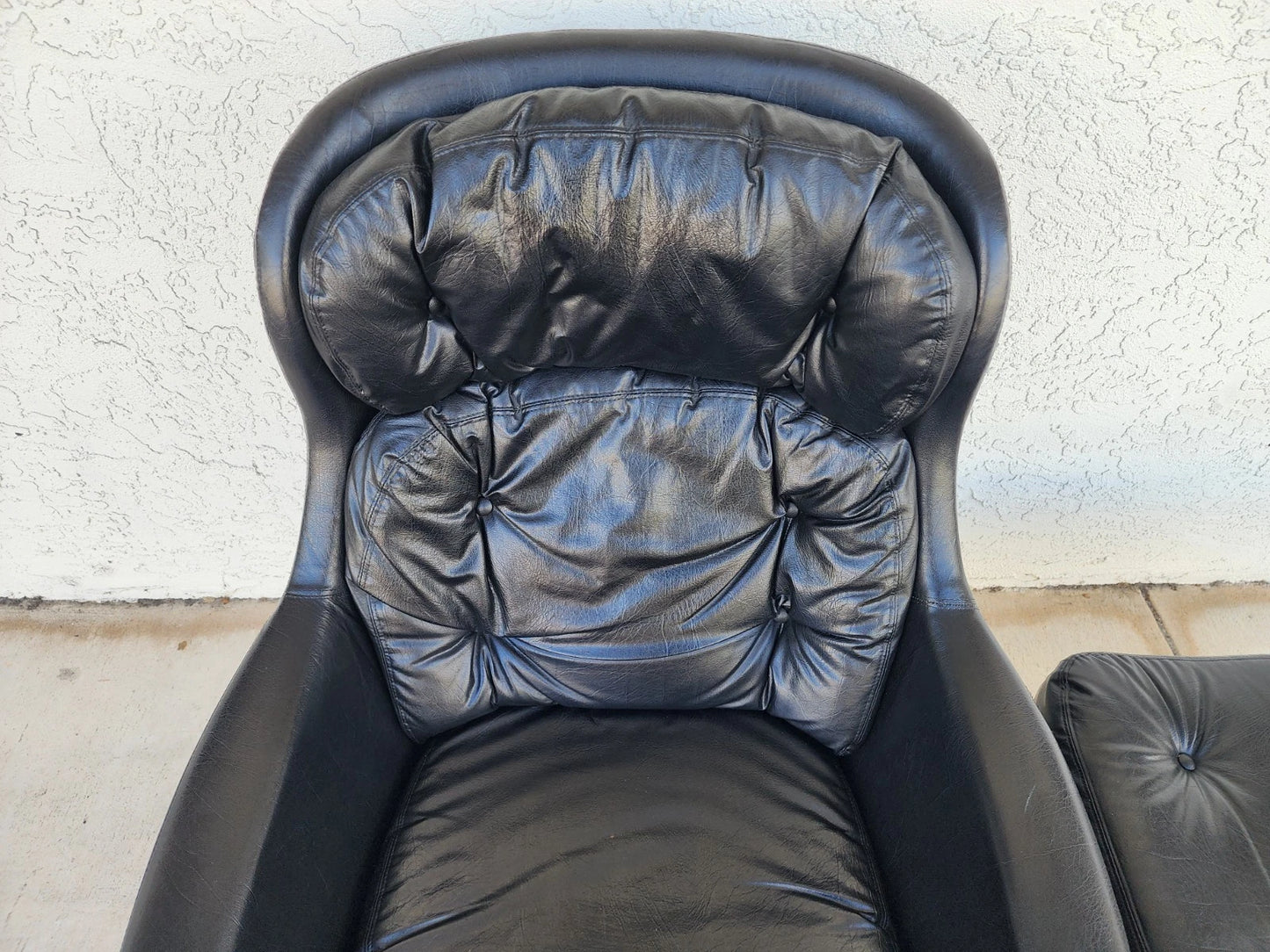 MCM Selig Swedish Modernist Leather Chair & Ottoman 1970s