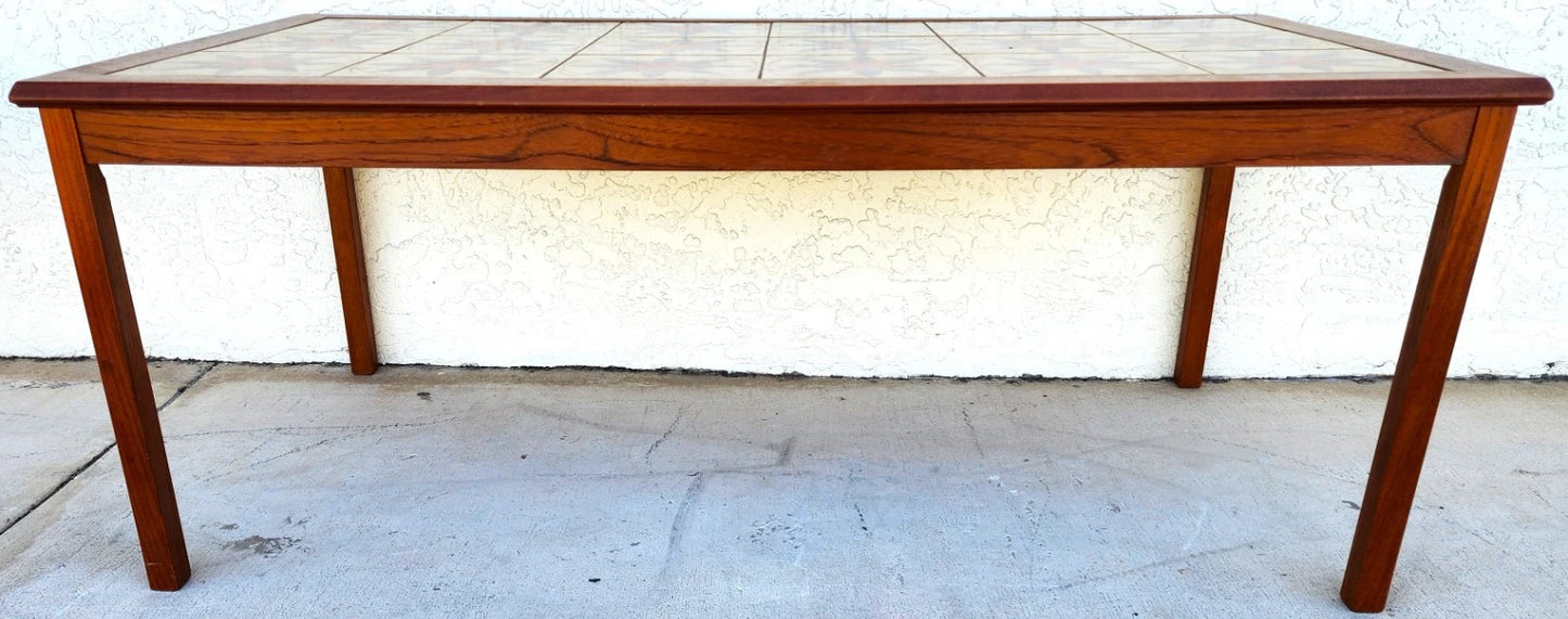 MCM Danish Teak & Tile Coffee & Side Tables 1960s Set of 3