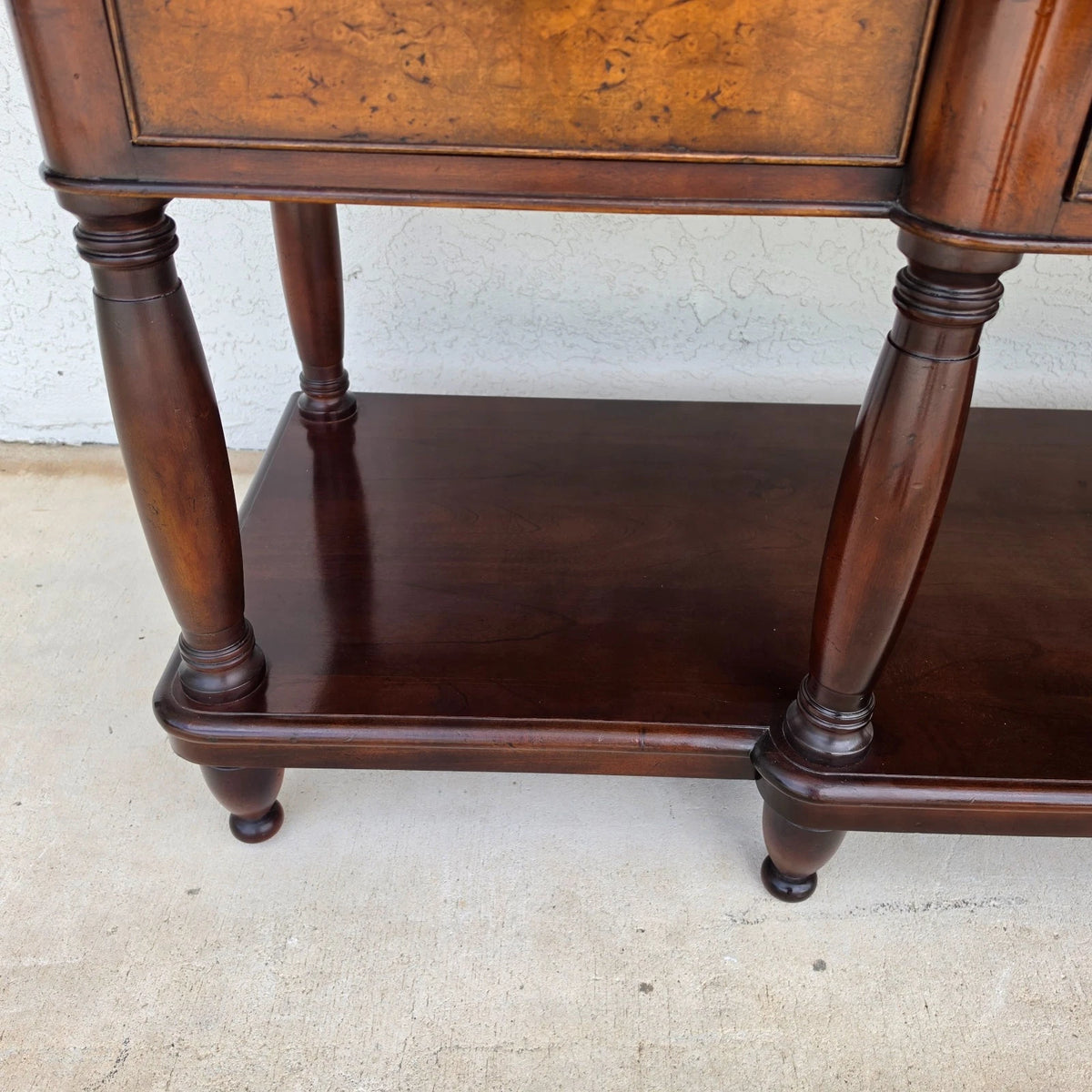Baker Furniture Italian Provincial Mahogany Burl Wood Sideboard Buffet