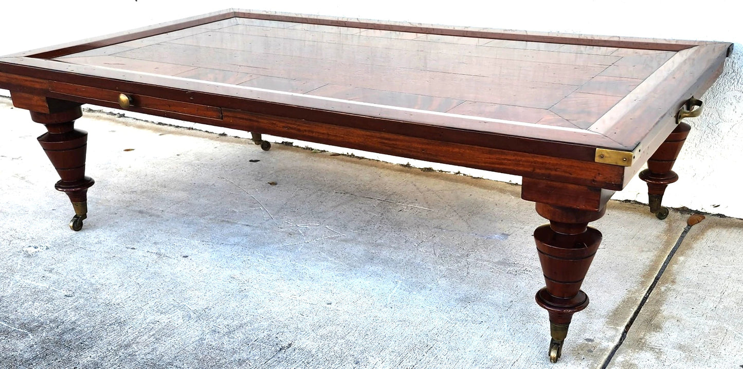 MCM Vintage Wood Inlay Extendable Coffee Table Rolling
