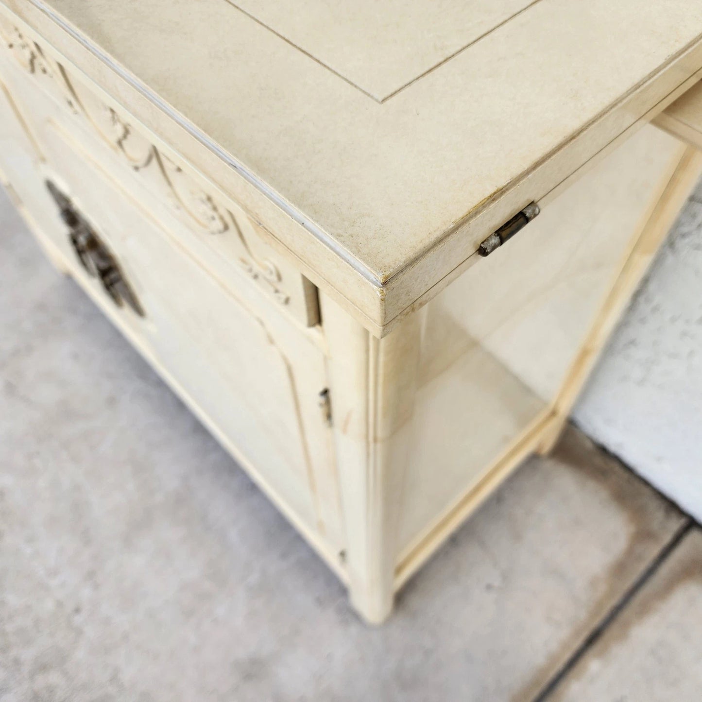 Vtg HENREDON by Roy Coleman Lacquered Bar Buffet Faux Goat Skin Asian Style