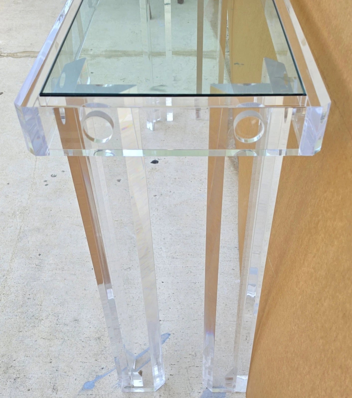 Vintage 1970s Mid-Century Modern Lucite Console Sofa Table