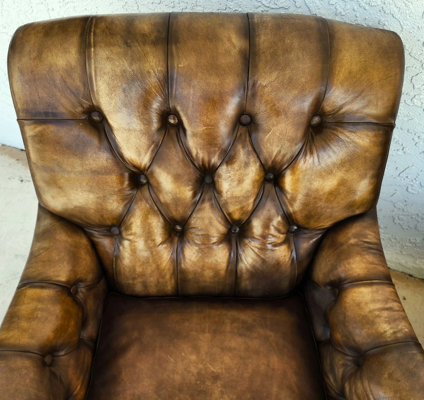 Top Grain Leather Club Chairs Pair
