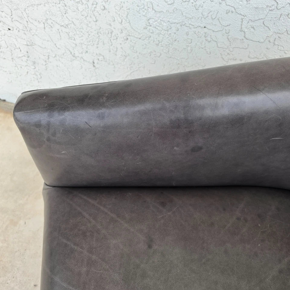 Restoration Hardware 1950s Italian Shelter Arm Leather Swivel Club Chair RH