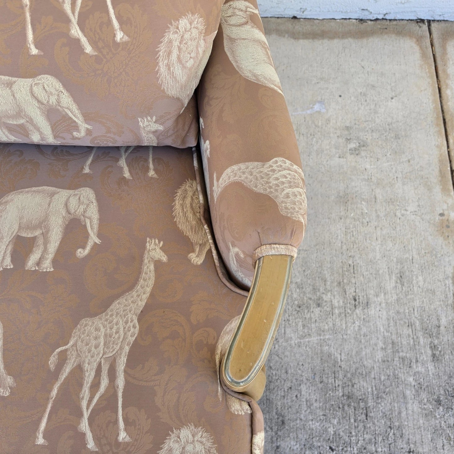 Safari Animals French Louis XV Bergère Armchair Lions Elephants Giraffes