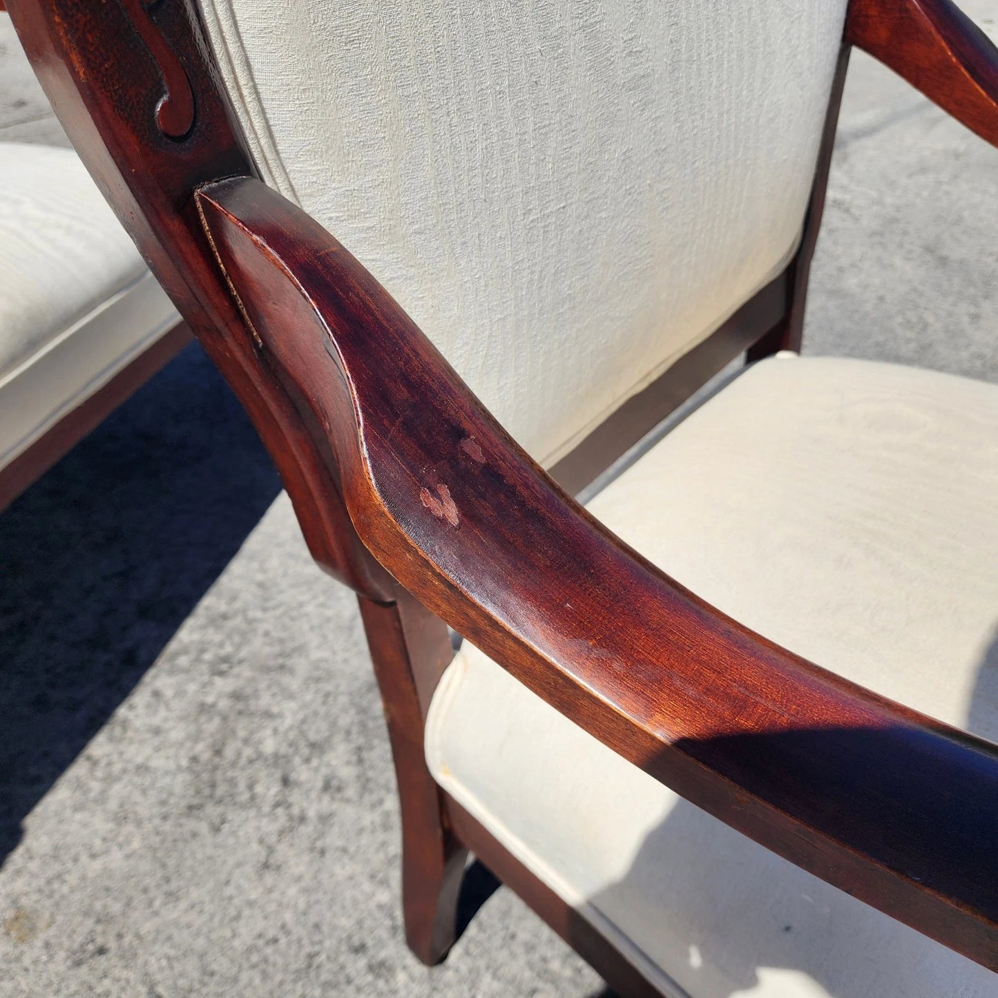 Antique Asian Rosewood Carved Foo Dogs Armchairs Set of 2