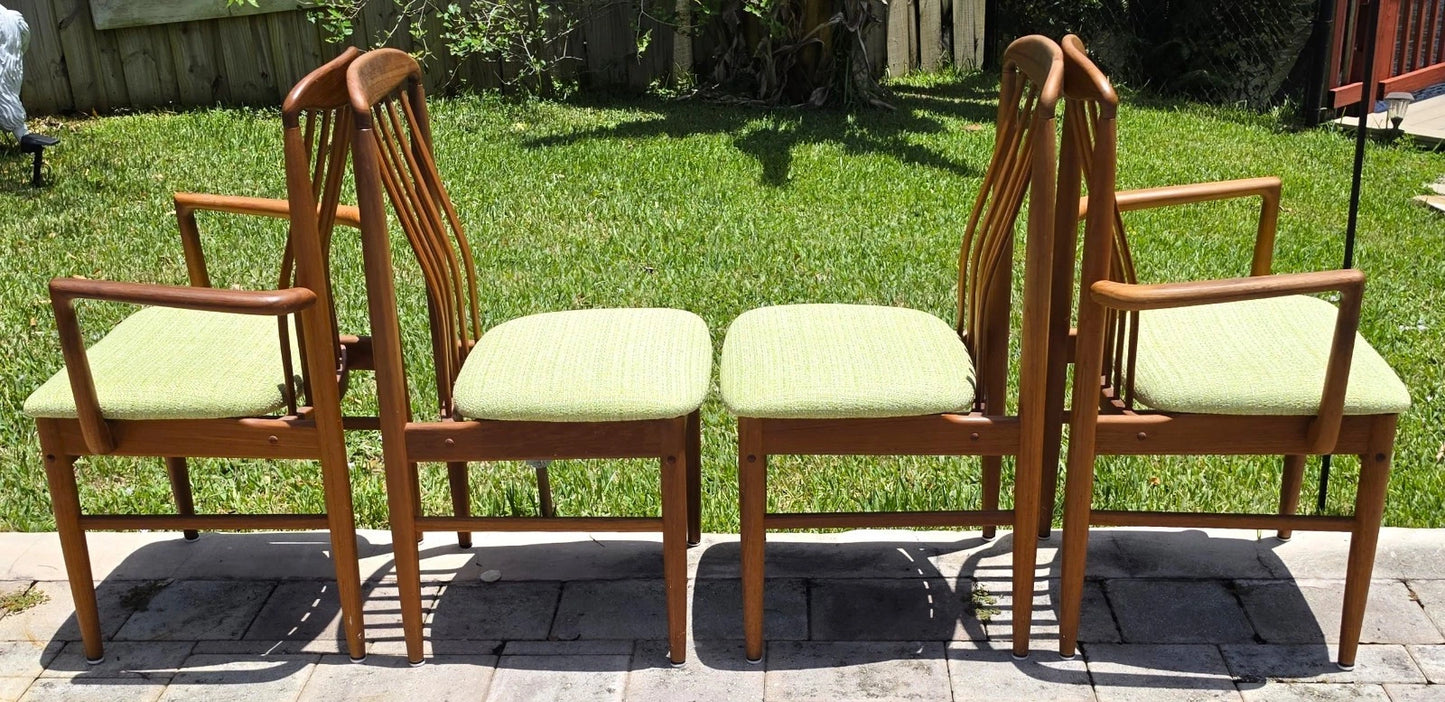 Vintage 1970s Benny Linden Solid Teak Sculptural Dining Chairs Set of 4
