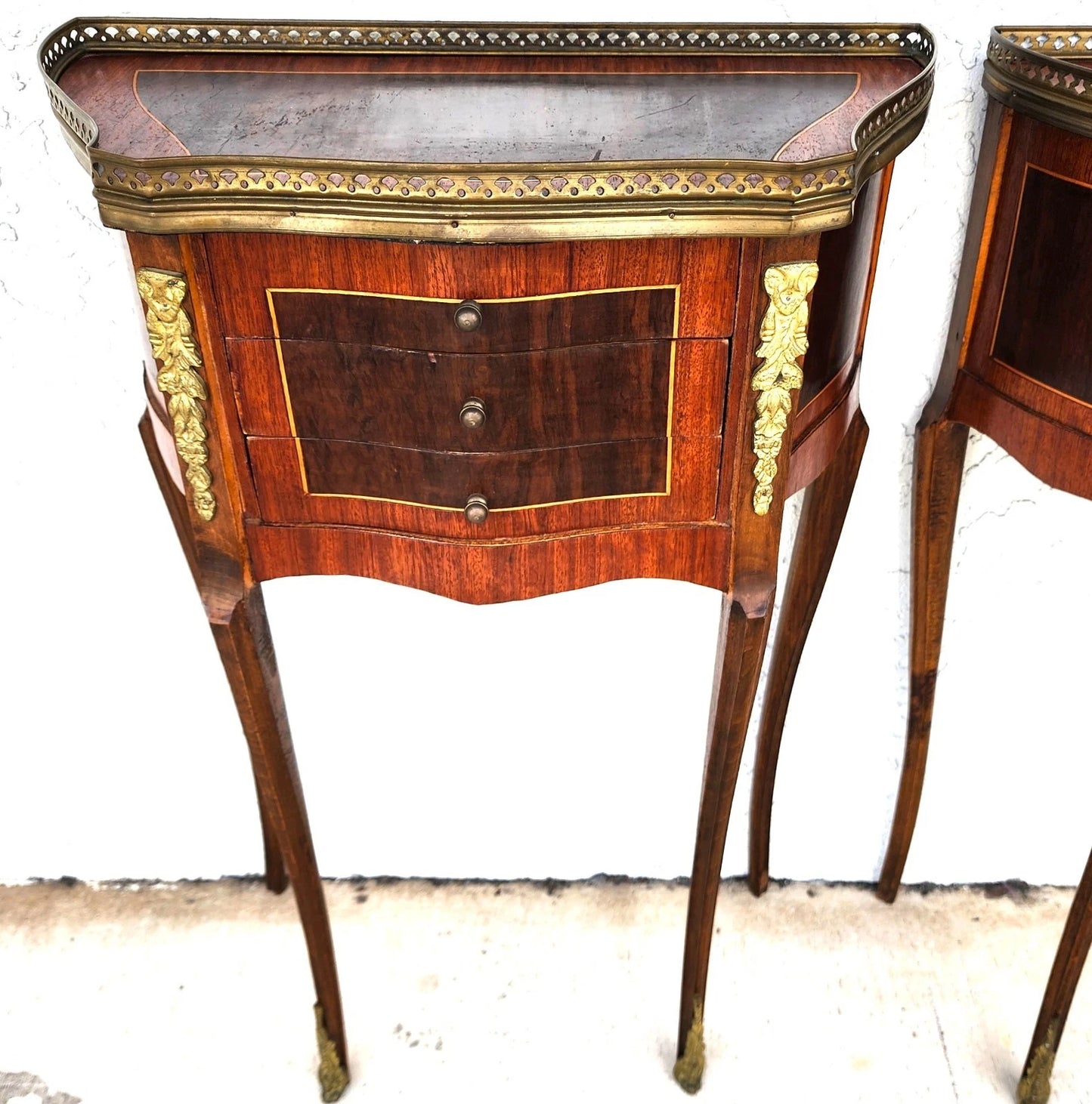 French Louis XV Bedside Tables Nightstands A Pair