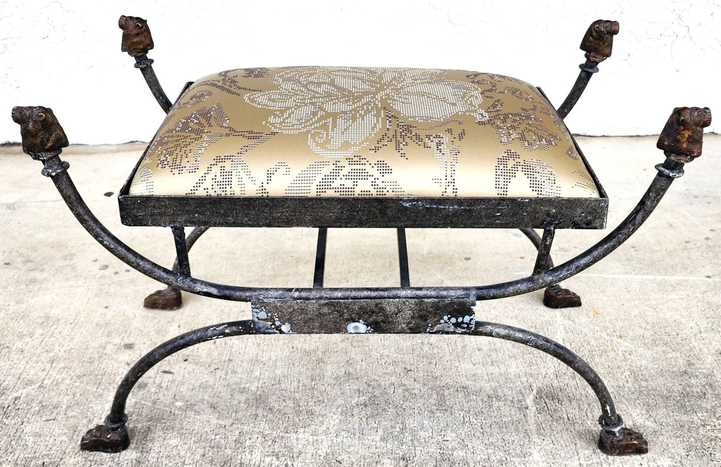 Curule Bench Footstool with Lion Motif