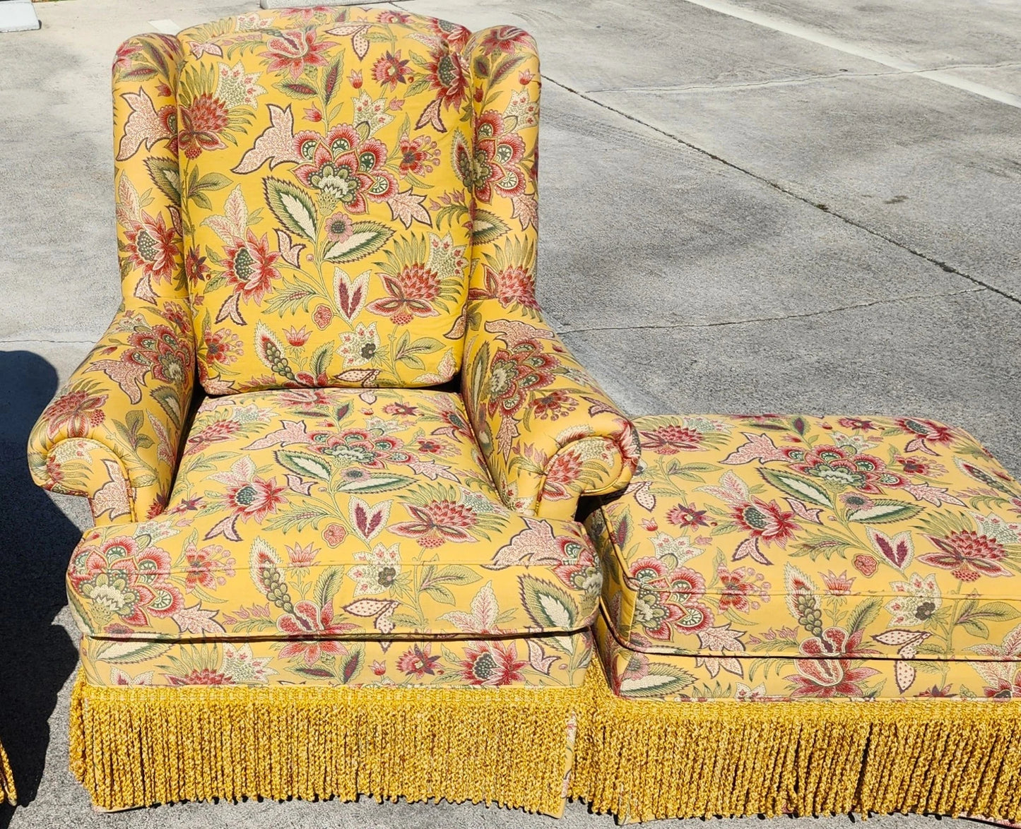 Taylor King Wingback Lounge Chairs & Ottomans Pair