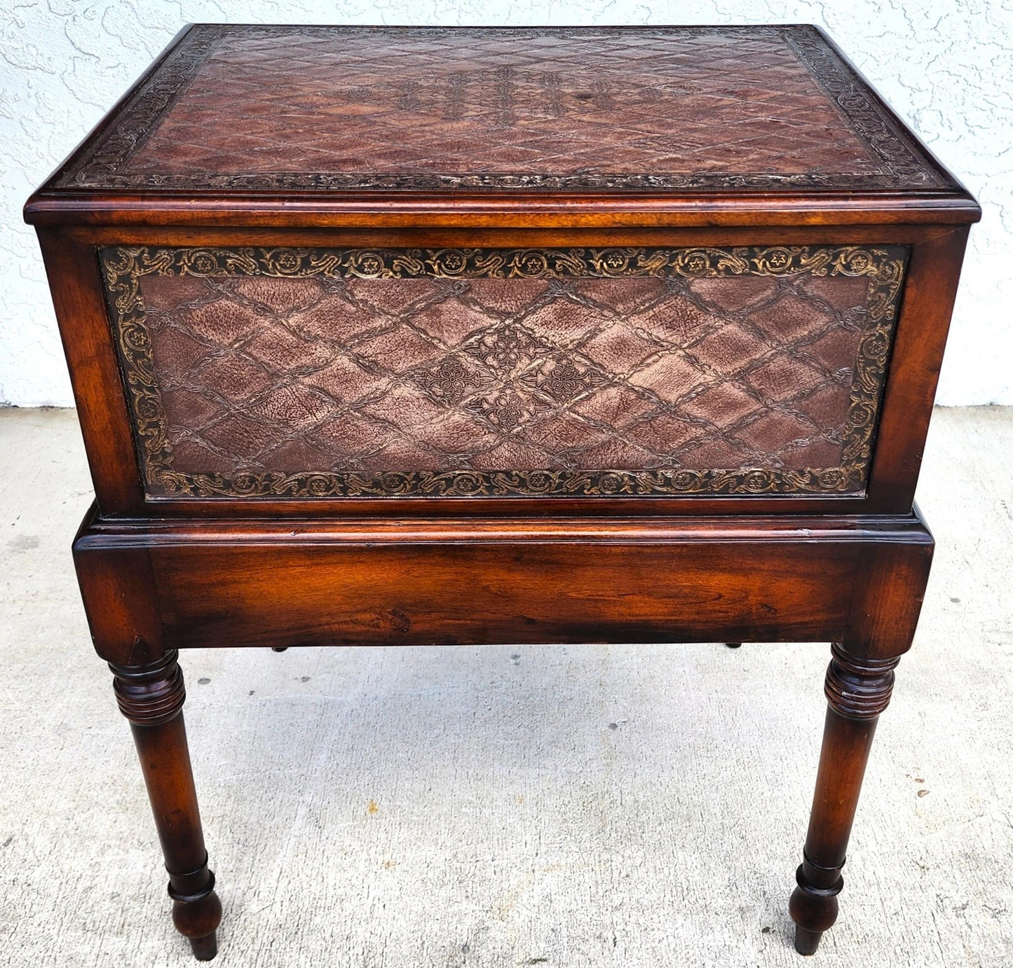 Theodore Alexander Leather Wrapped Side Accent Table
