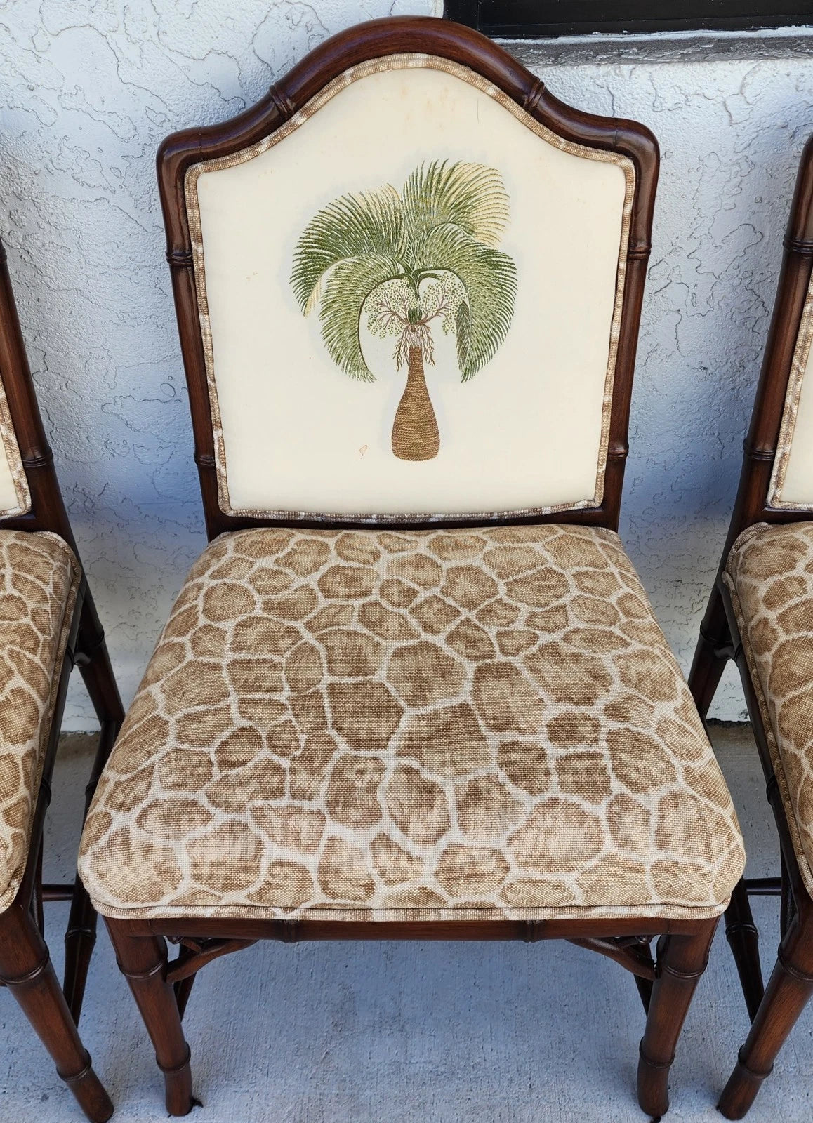 Vintage Chinese Chippendale Dining Chairs Bamboo Set of 8