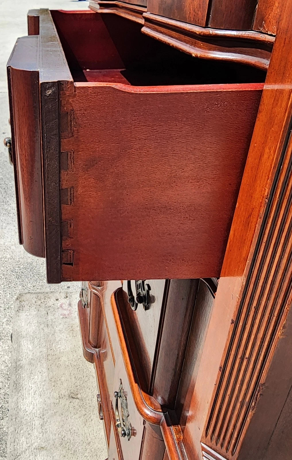 Antique Georgian Flame Mahogany Block Front Highboy Dresser