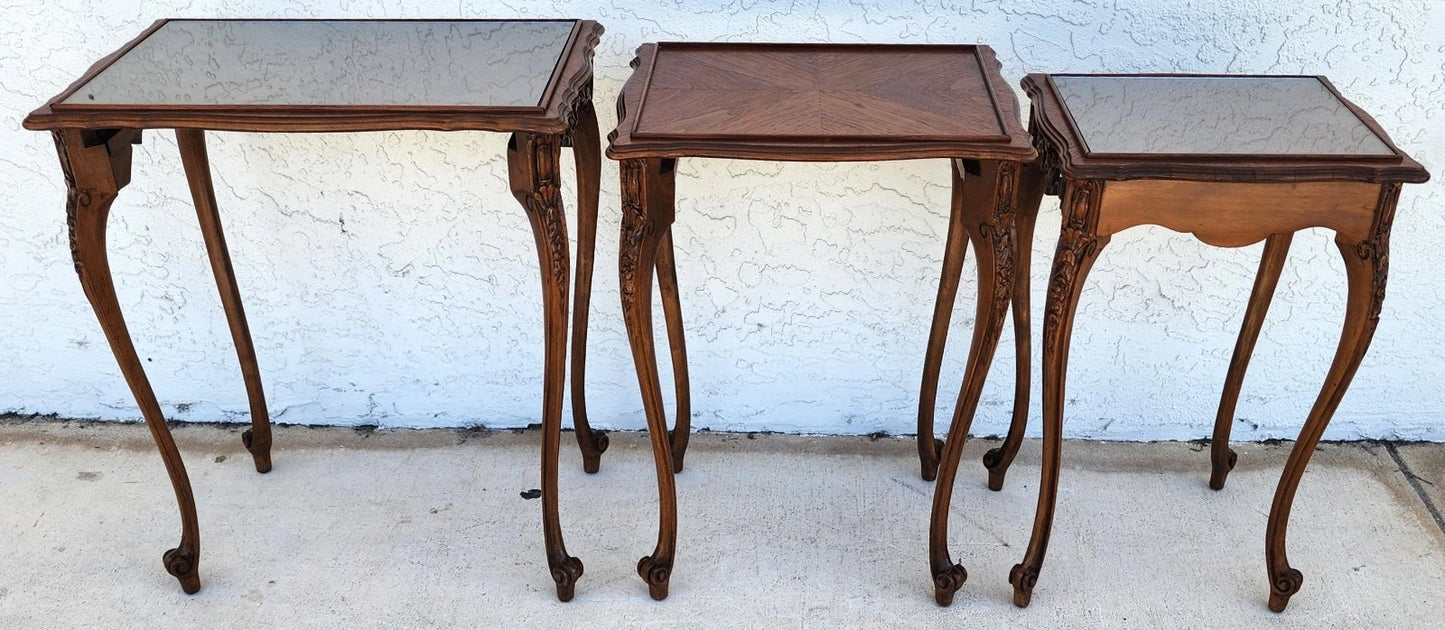 French Nesting Tables Walnut Vintage