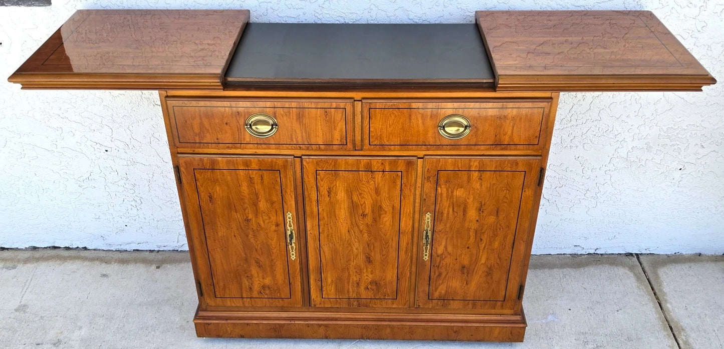 Drexel Slide Top Campaign Dry Bar Side Board Rolling 1970s