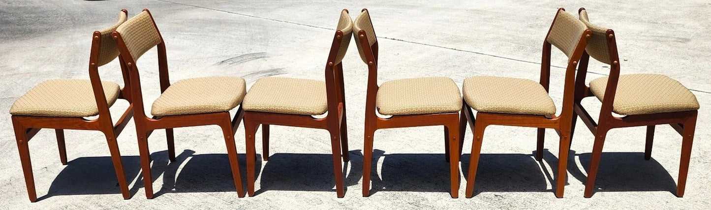 MCM D Scan Teak Dining Chairs New Upholstery Danish Modern Set of 6