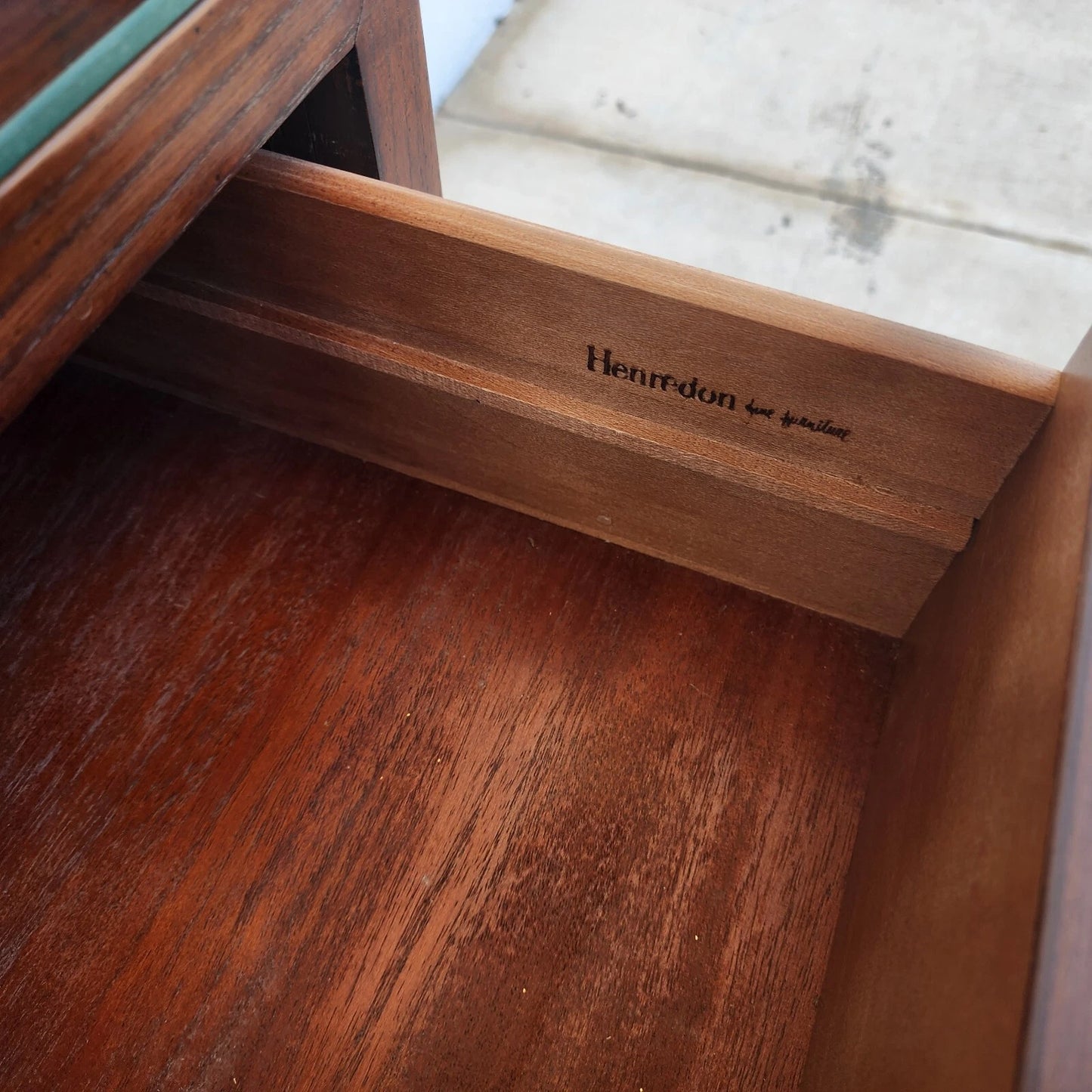 Henredon Chest Dresser Campaign Glass Top