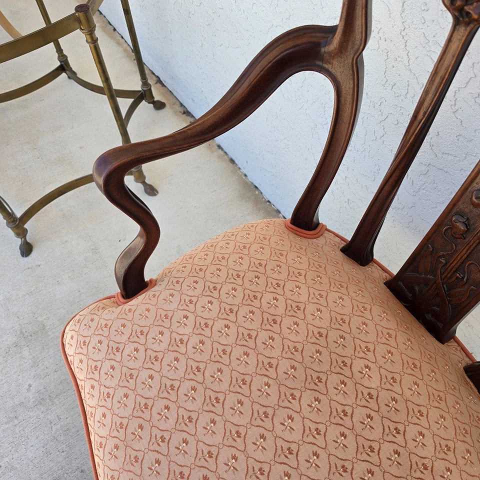 19th Century Antique Art Nouveau Edwardian Carved Walnut Armchair