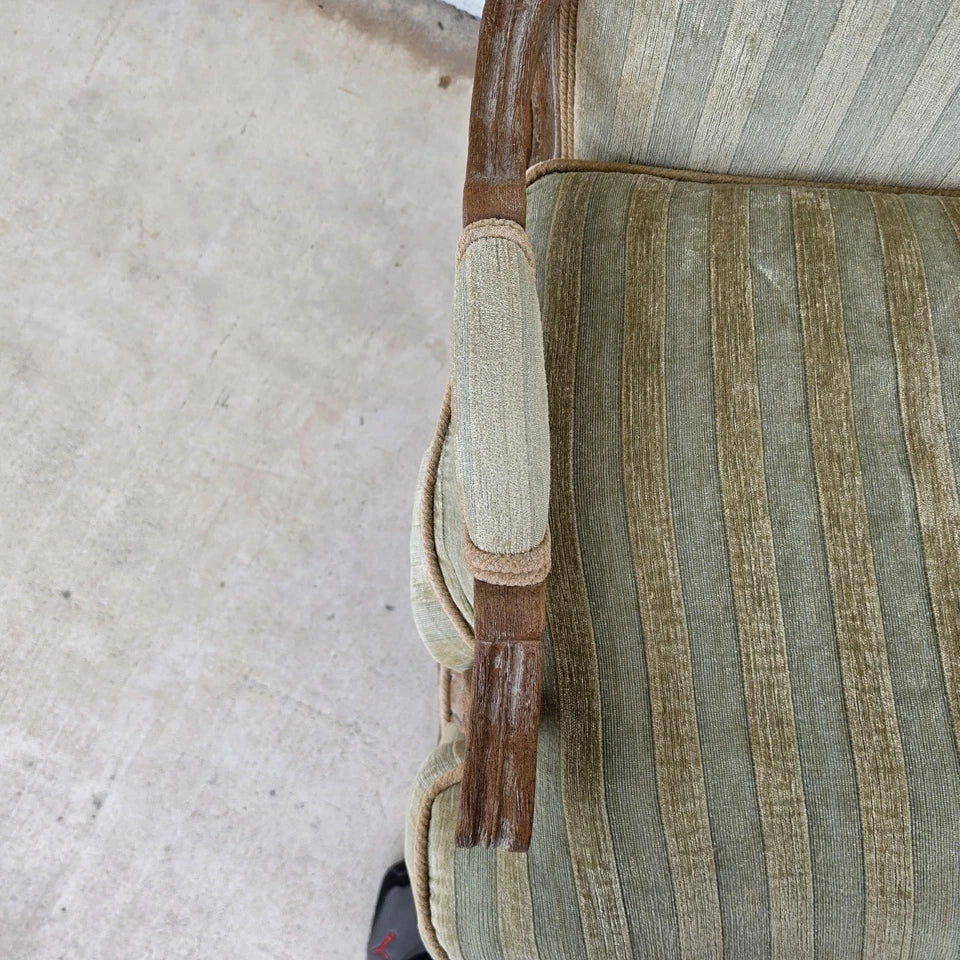 Plush Velvet French Country Fauteuil Armchairs Pair