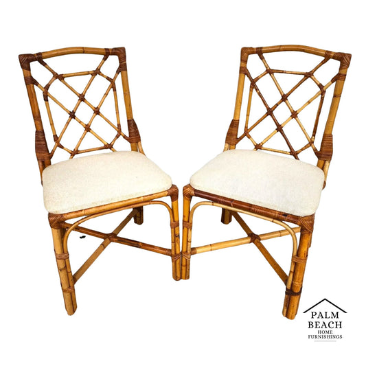 English Bamboo Chairs Rattan 1970's Pair