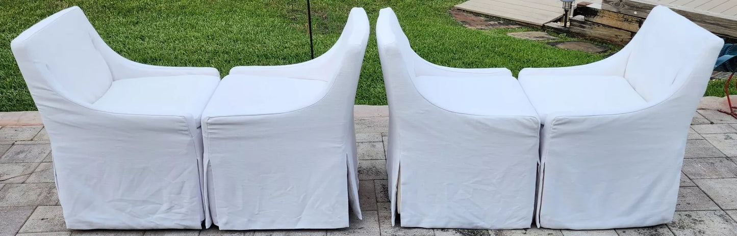 Restoration Hardware Low Belgian Slope Arm Slipcovered Dining Side Chairs RH