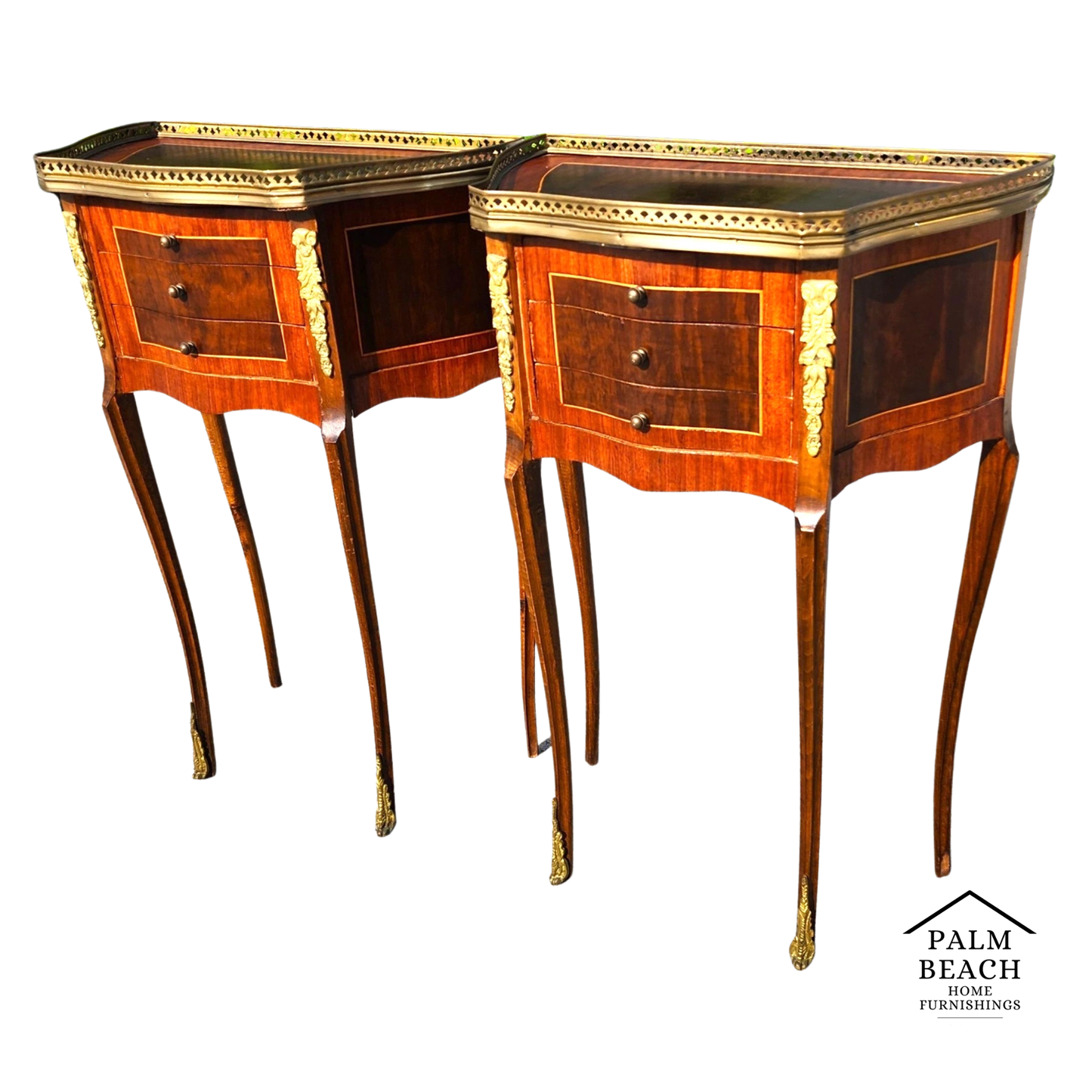 French Louis XV Bedside Tables Nightstands A Pair