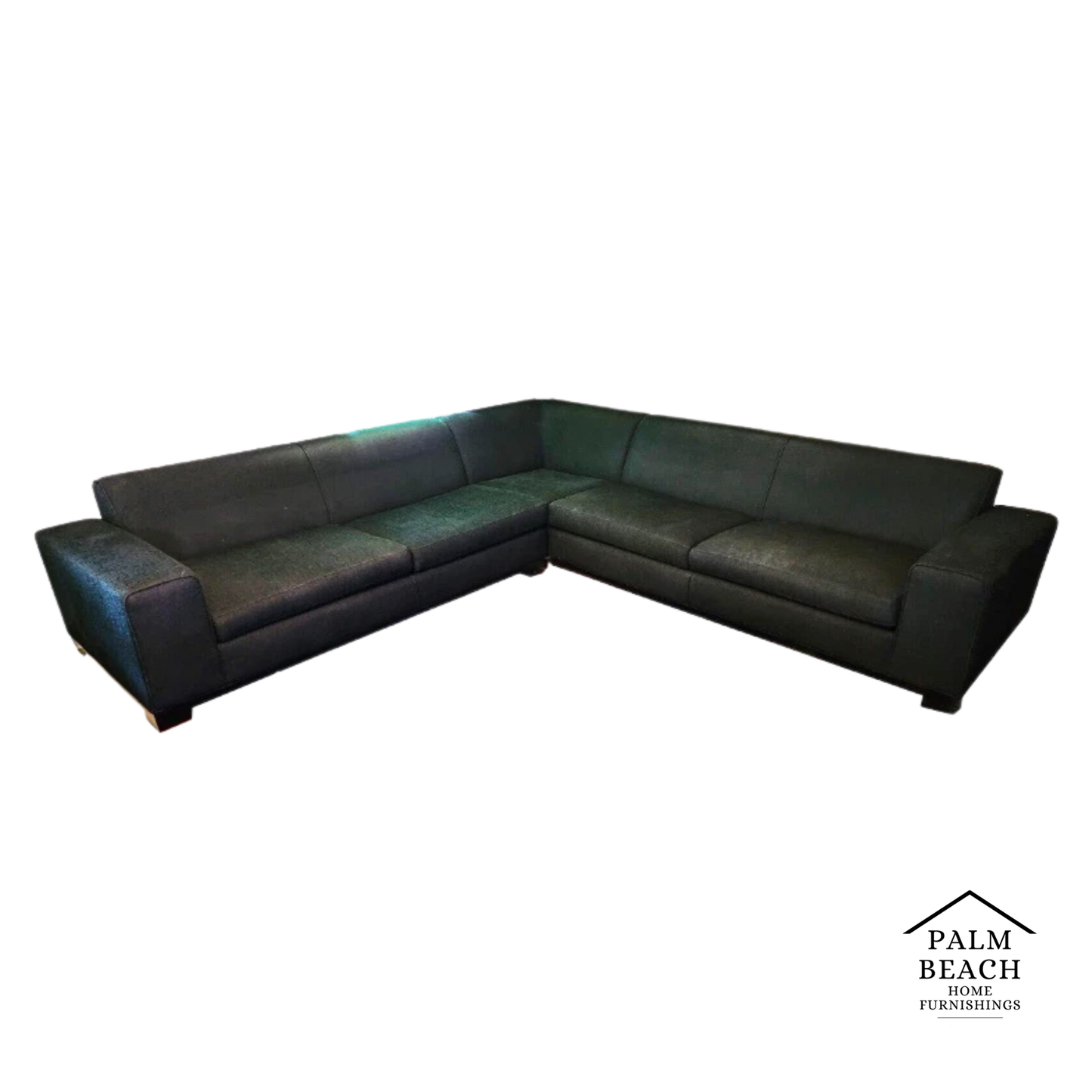 Thayer Coggin MCM Black Linen Sectional Sofa