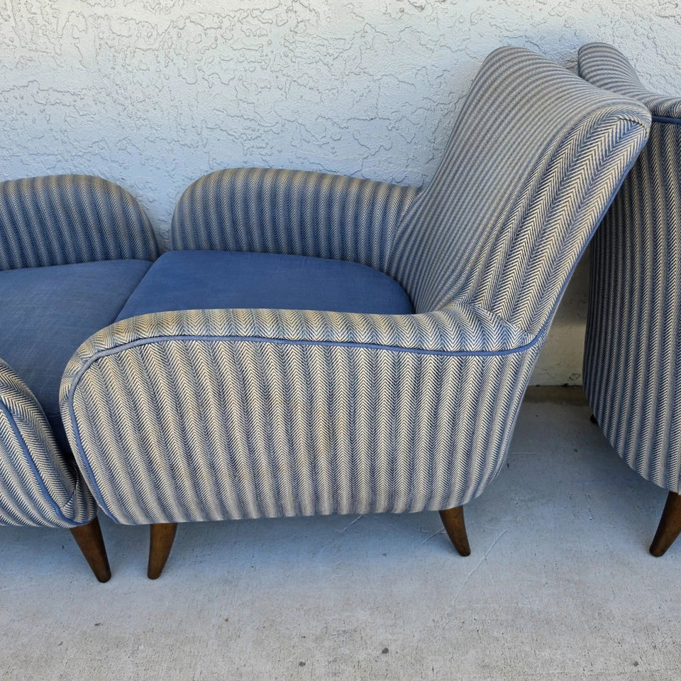 1950s MCM Edward Wormley Gio Ponti Style Armchairs Set of 4