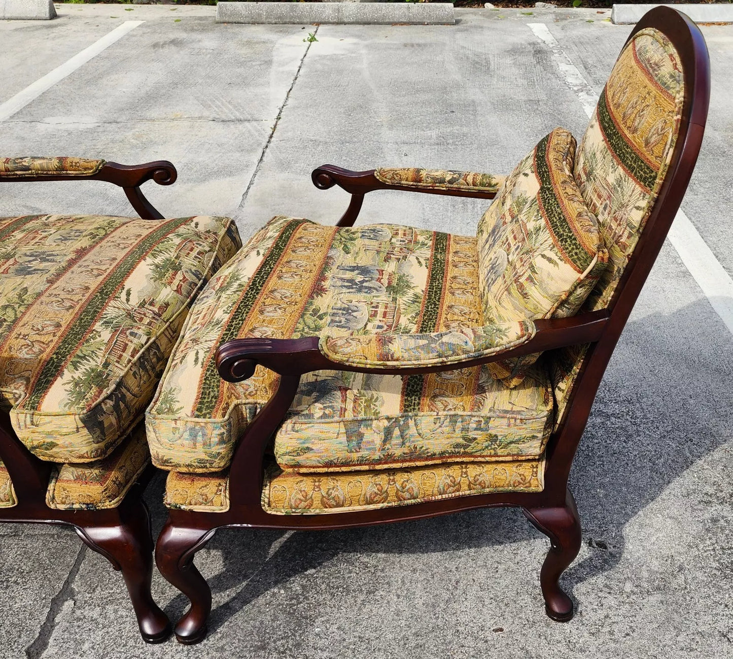 Lexington Armchairs Asian African Style Elephants Monkeys